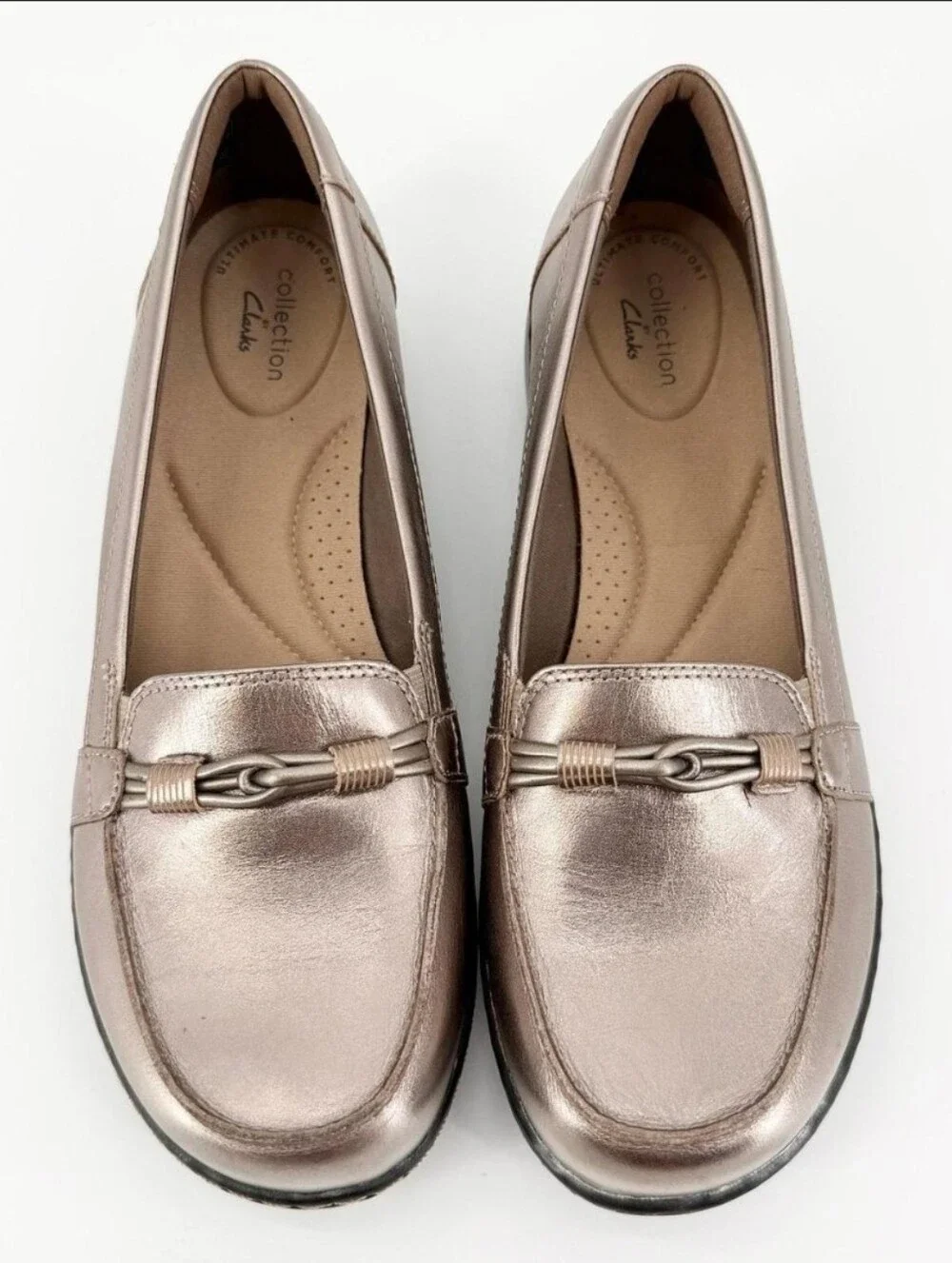 NWOT Clarks Collection Ashland Ballet Loafers | Metallic Rose Gold Leather | - Picture 1 of 10